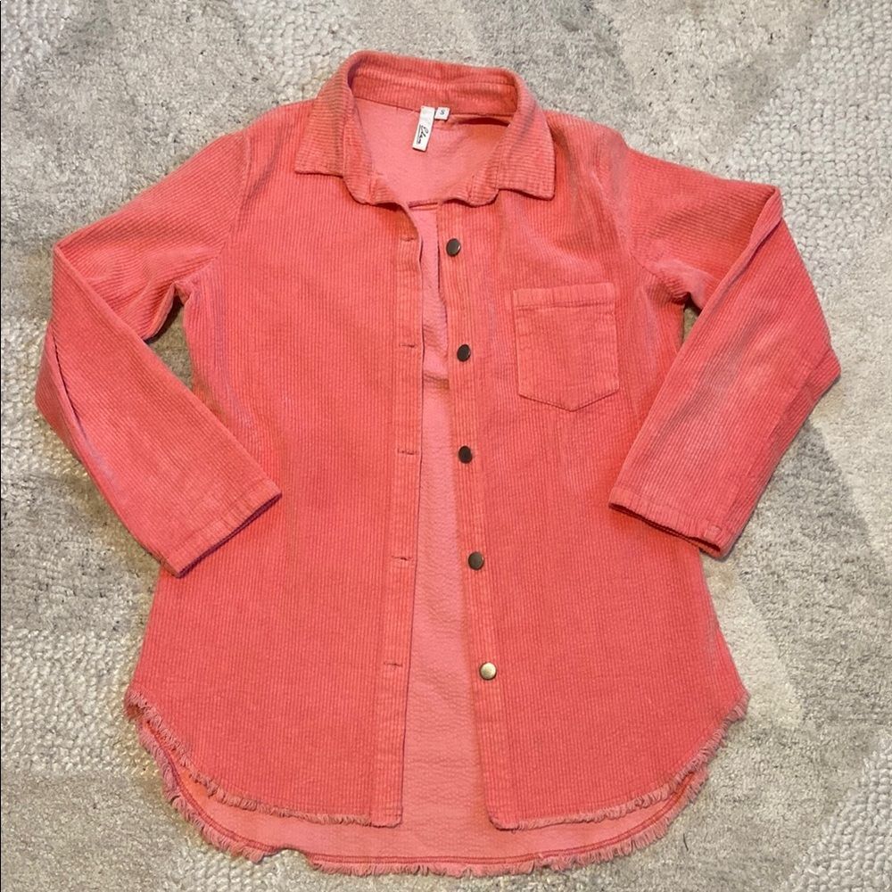 Elan Pink Corduroy Shacket - Picture 2 of 10